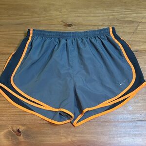 Nike Women's Athletic Shorts in Gray with Orange Trim